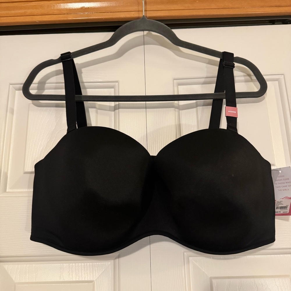 Cacique Lightly Lined Multi-Way Strapless Bra Black NWT
